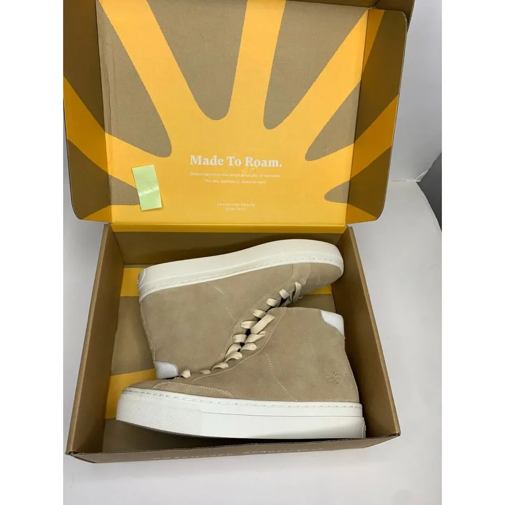 Soludos Ibiza High Top Suede Sneakers Sand Size 8 NEW - Picture 2 of 11